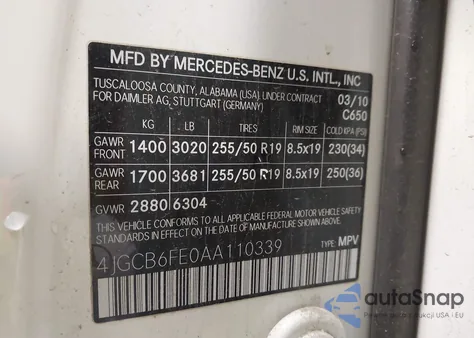 2010 Mercedes-Benz R 350 4Matic z USA, uszkodzony, nr VIN 4JGCB6FE0AA110339